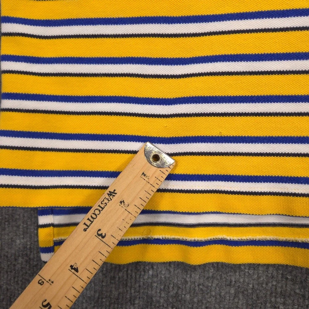 Ralph Lauren Polo Sport Polo Shirt Mens XXL Yellow Blue Striped Pique Knit Retro